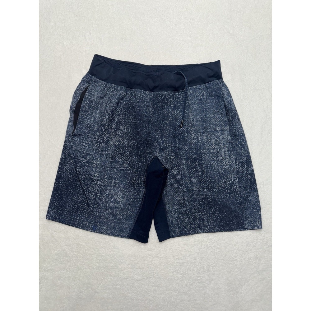 Lululemon T.H.E Shorts Men's Blue Geometric Linerless Athletic Size Large